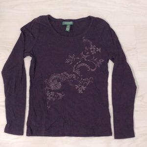 Lauren Ralph Lauren Purple Long Sleeve Top Size P/S